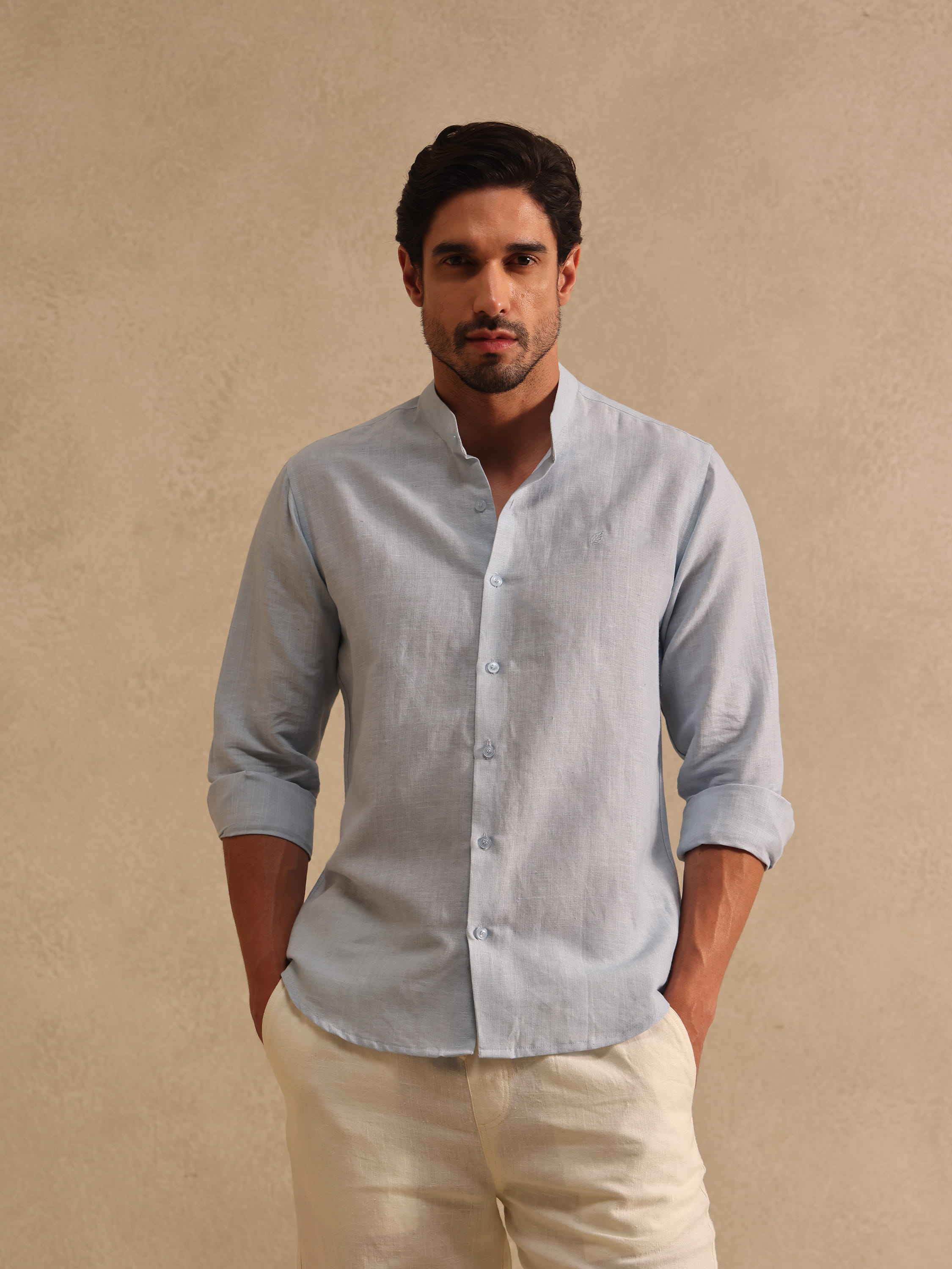 The Amalfi | Linen Shirt | Mandarin Collar
