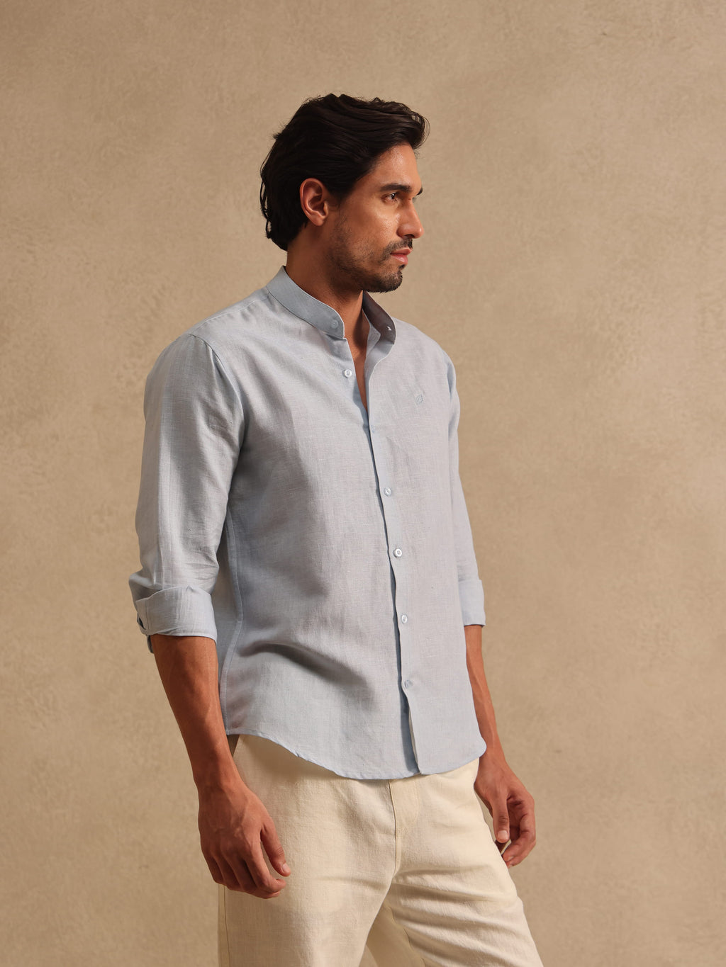 The Amalfi | Linen Shirt | Mandarin Collar