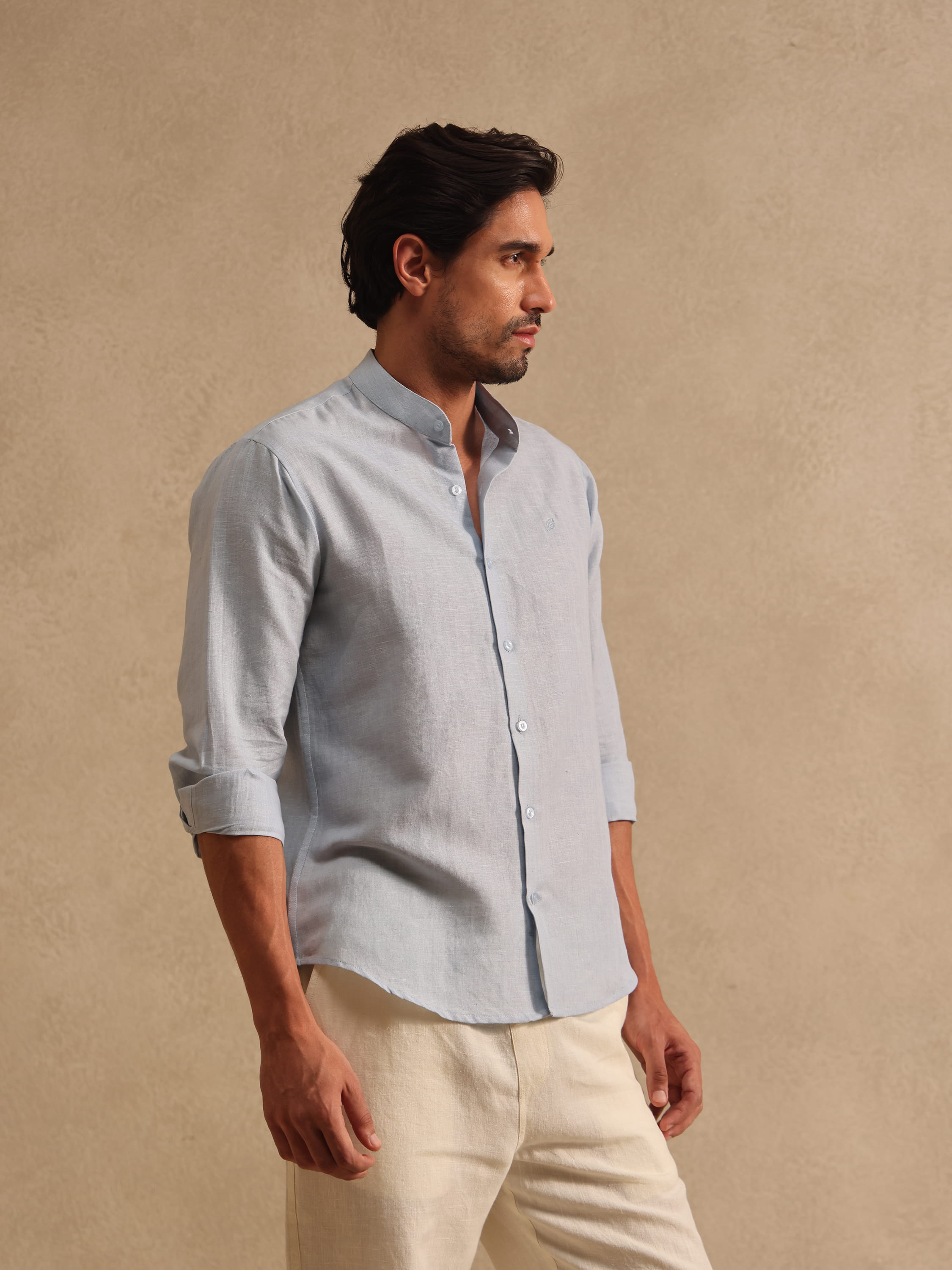 The Amalfi | Linen Shirt | Mandarin Collar