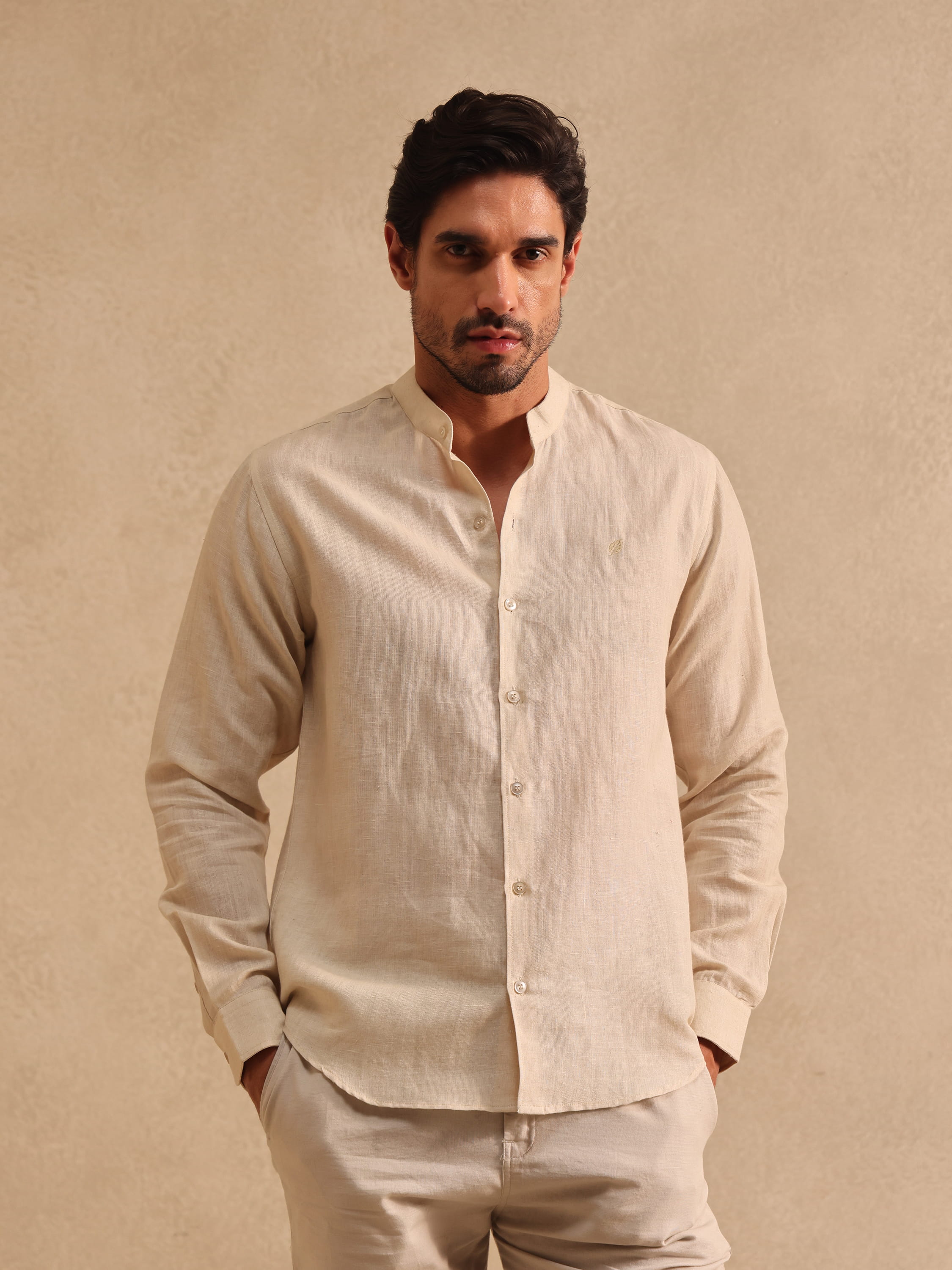 The Bellagio | Linen Shirt | Mandarin Collar