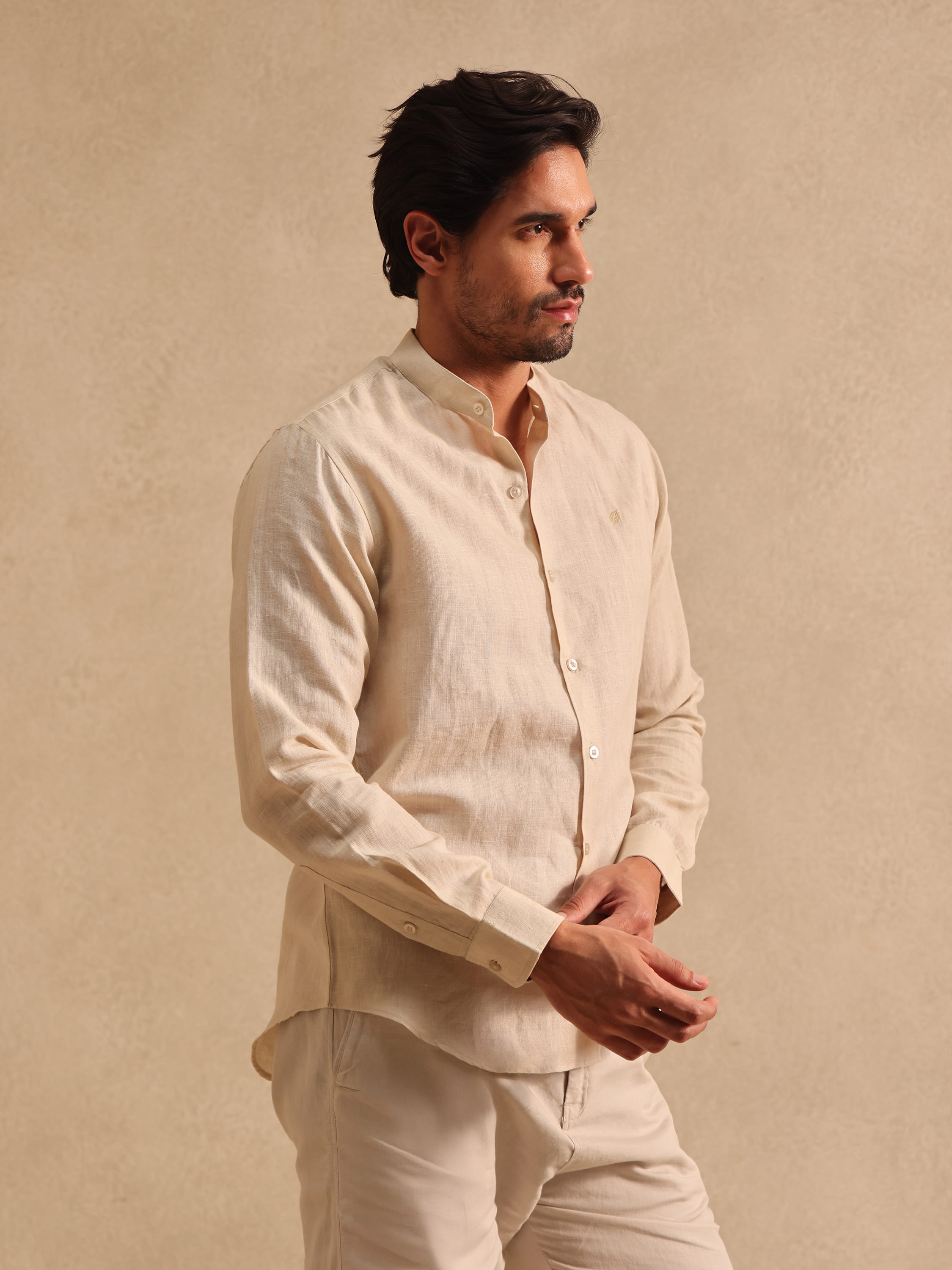 The Bellagio | Linen Shirt | Mandarin Collar