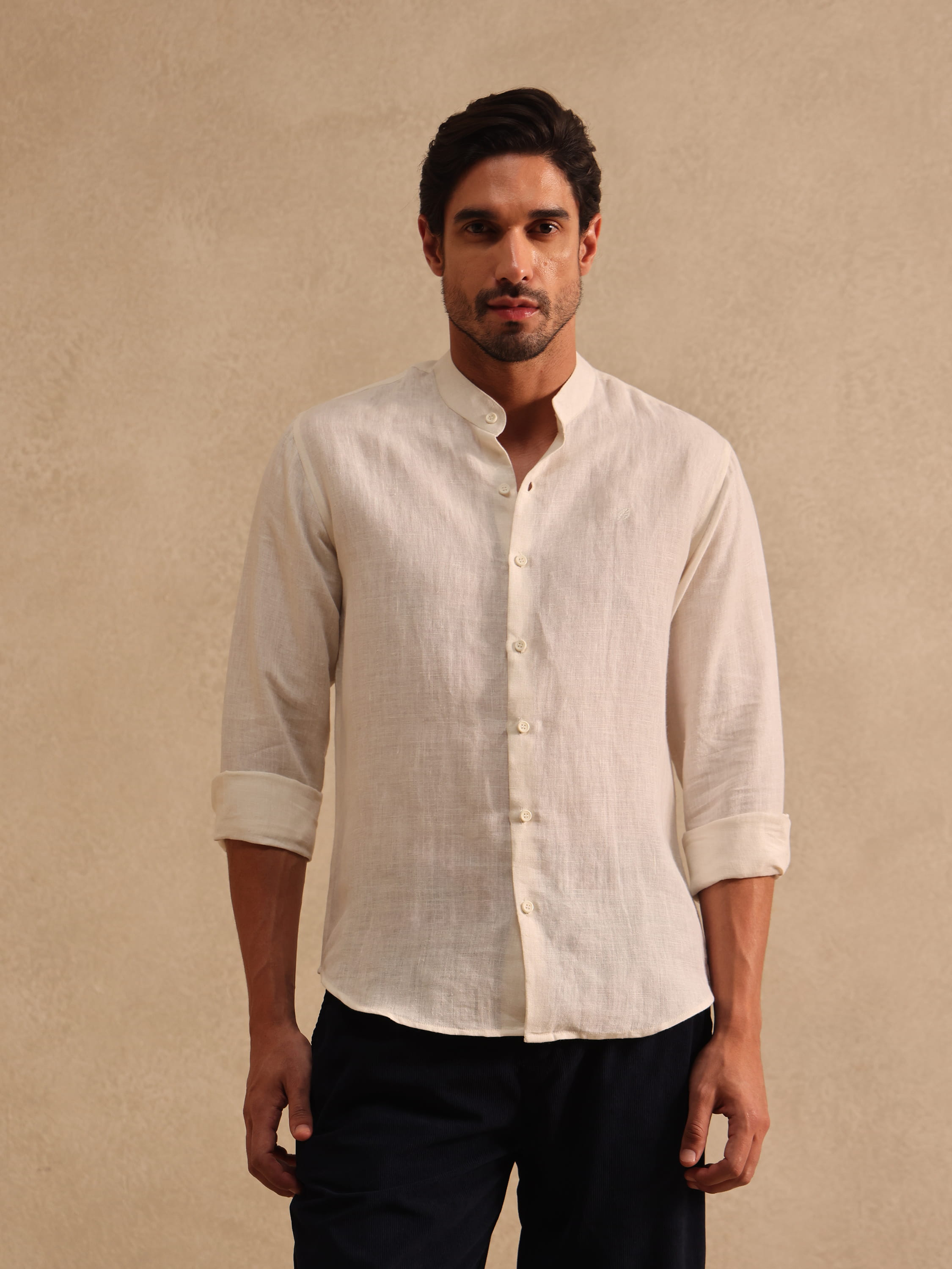 The Windsor | Linen Shirt | Mandarin Collar