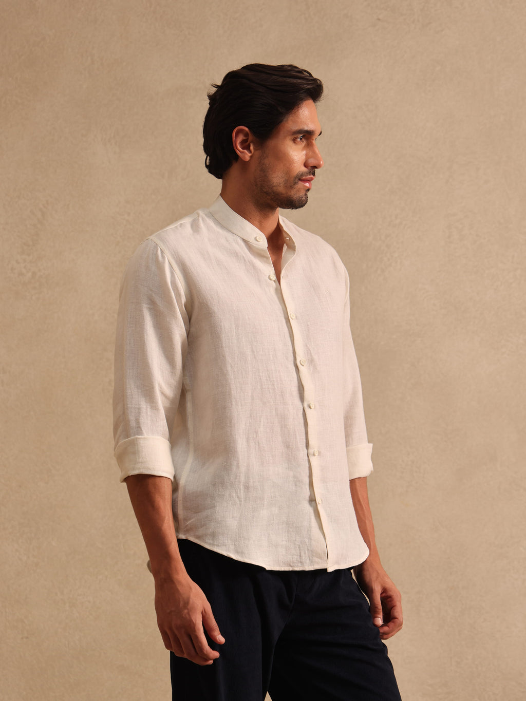 The Windsor | Linen Shirt | Mandarin Collar