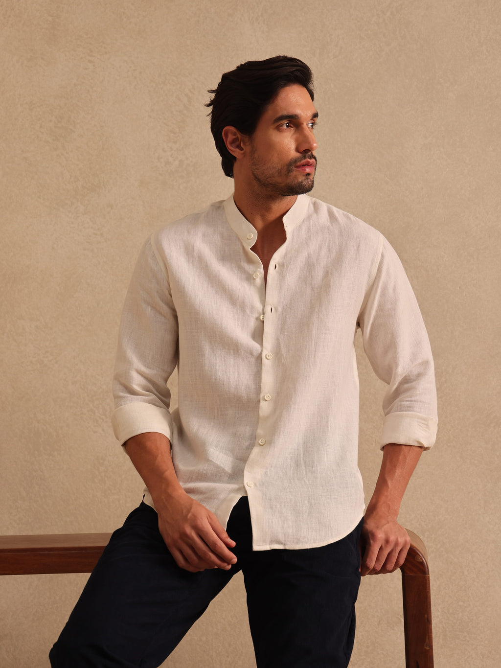 The Windsor | Linen Shirt | Mandarin Collar